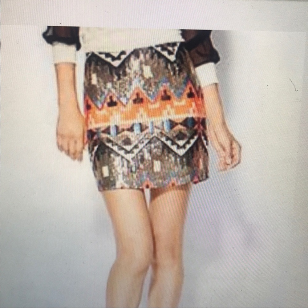 M12 Sabine sequin Aztec print skirt Boho Mini Size XS Lined